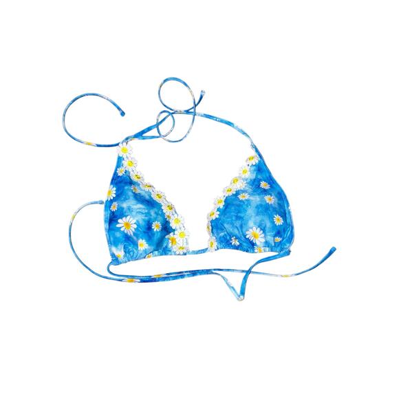 3 piece bikini set daisies blue super cute size large - Picture 7 of 8
